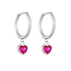 Fuchsia Heart CZ Girls Huggie Earrings - Glaxias