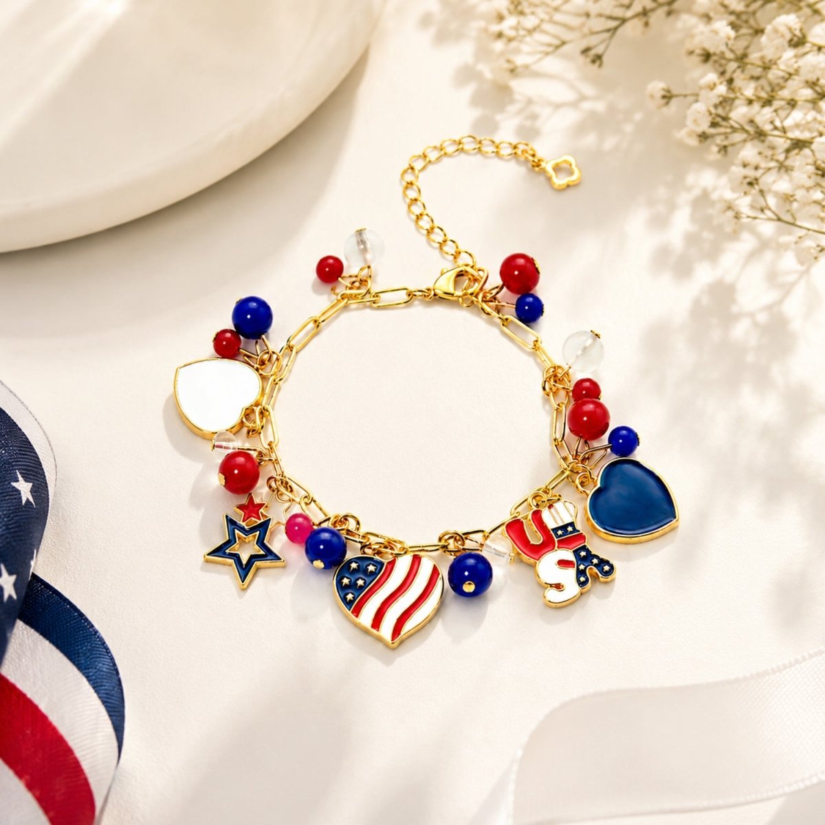 Girls 4th of July Charm Bracelet - Glaxias