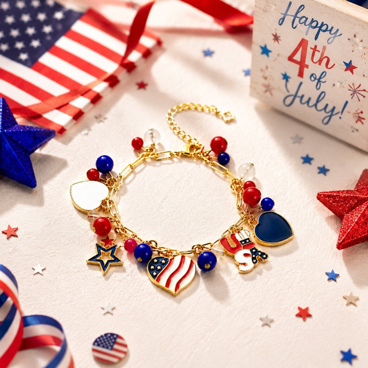 Girls 4th of July Charm Bracelet - Glaxias