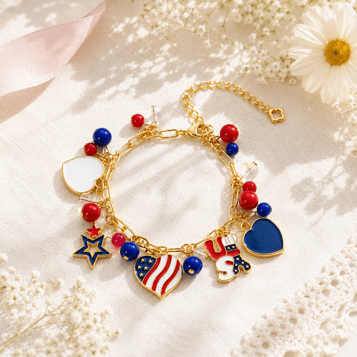 Girls 4th of July Charm Bracelet - Glaxias