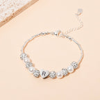 Girls Custom Initial Crystal Pearl Bracelet - Glaxias