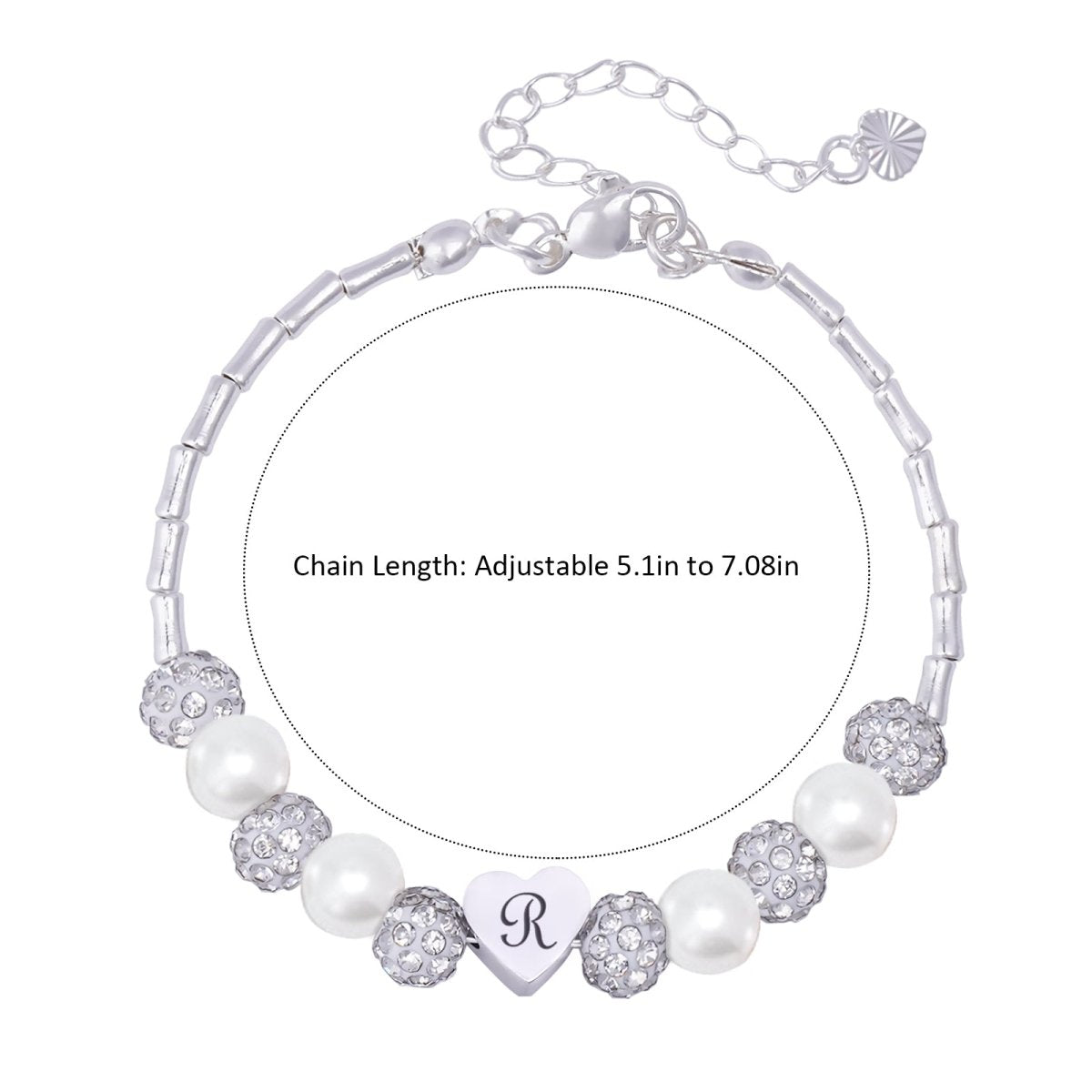 Girls Custom Initial Crystal Pearl Bracelet - Glaxias