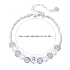 Girls Custom Initial Crystal Pearl Bracelet - Glaxias
