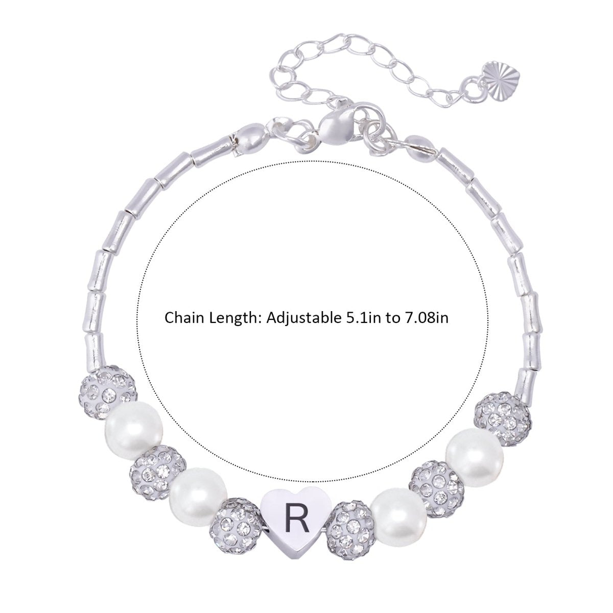 Girls Custom Initial Crystal Pearl Bracelet - Glaxias