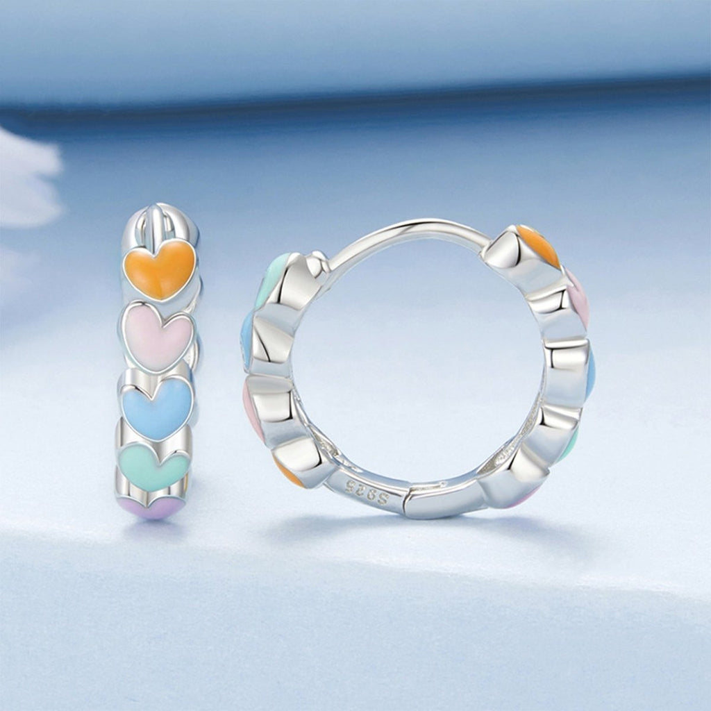 Girls Dreamy Pastel Heart Huggie Hoops - Glaxias