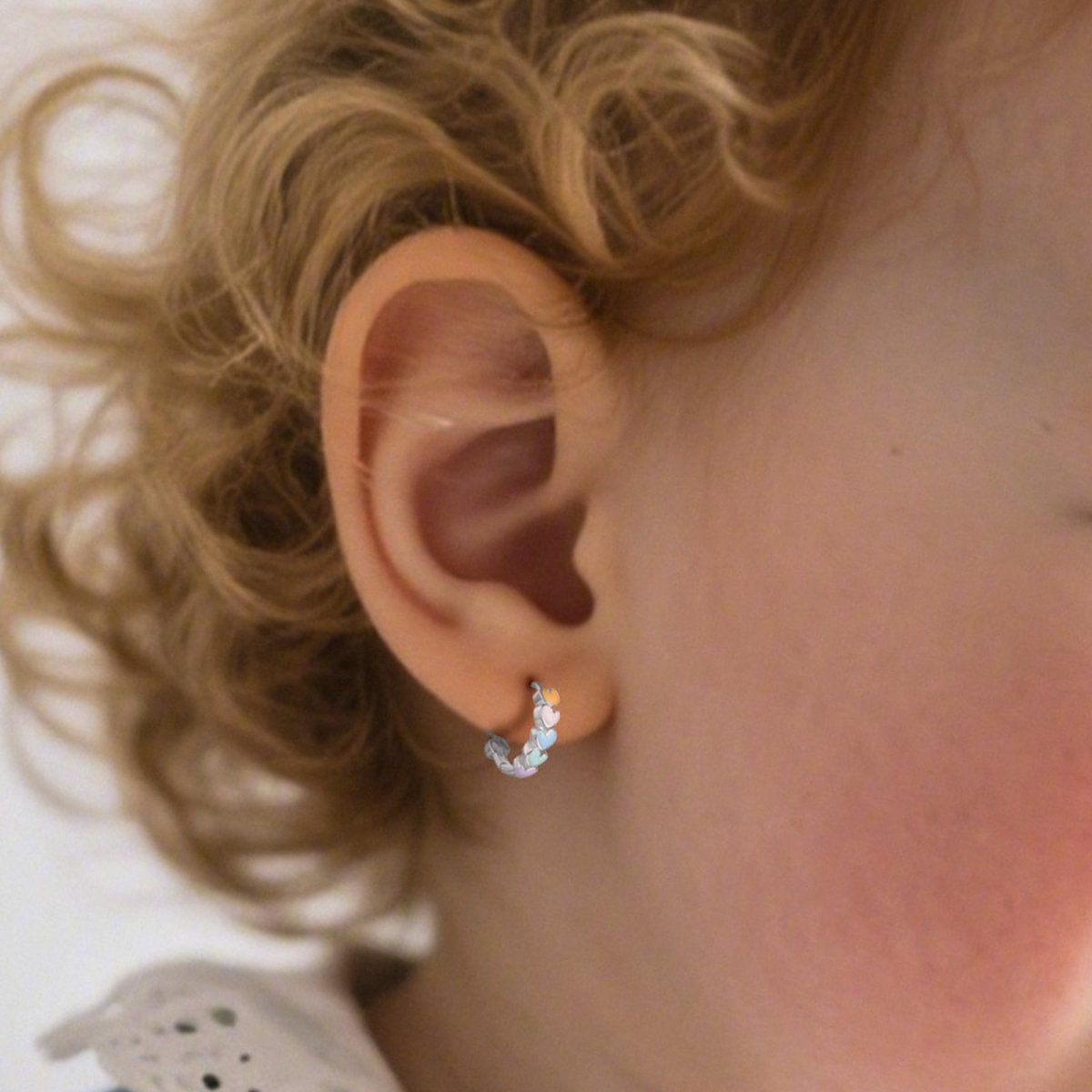 Girls Dreamy Pastel Heart Huggie Hoops - Glaxias