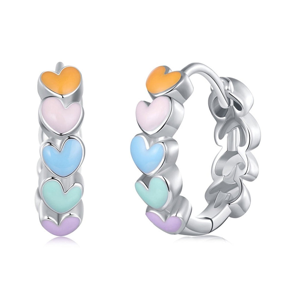 Girls Dreamy Pastel Heart Huggie Hoops - Glaxias