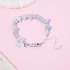 Girls Personalized Blue Crystal Name Bracelet with Star Charm - Glaxias