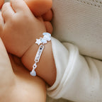 Girls Personalized Blue Crystal Name Bracelet with Star Charm - Glaxias