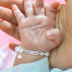 Girls Personalized Blue Crystal Name Bracelet with Star Charm - Glaxias