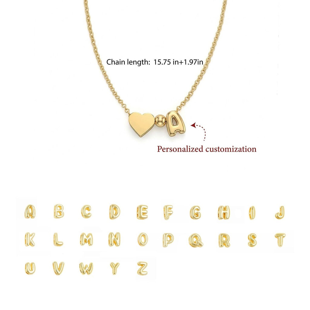 Girls¡¯ Personalized Initial Necklace with Heart Charm - Glaxias