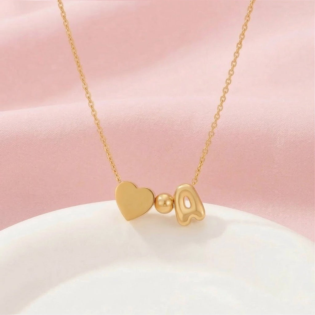 Girls¡¯ Personalized Initial Necklace with Heart Charm - Glaxias