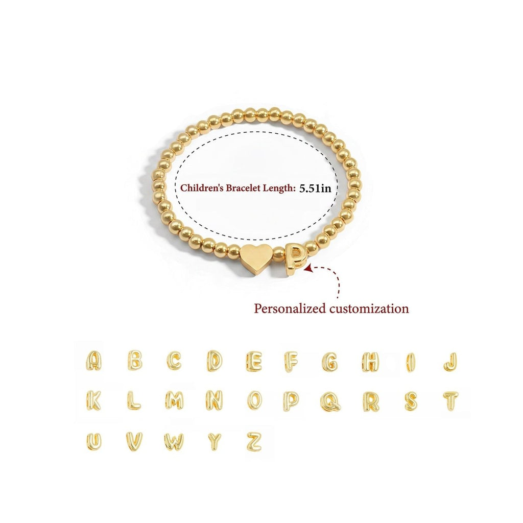 Girls¡¯ Personalized Initial Necklace with Heart Charm - Glaxias