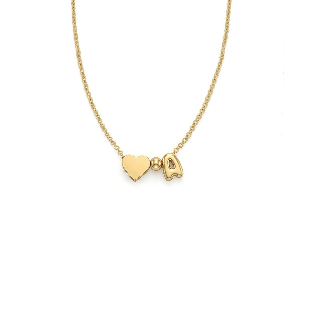 Girls¡¯ Personalized Initial Necklace with Heart Charm - Glaxias