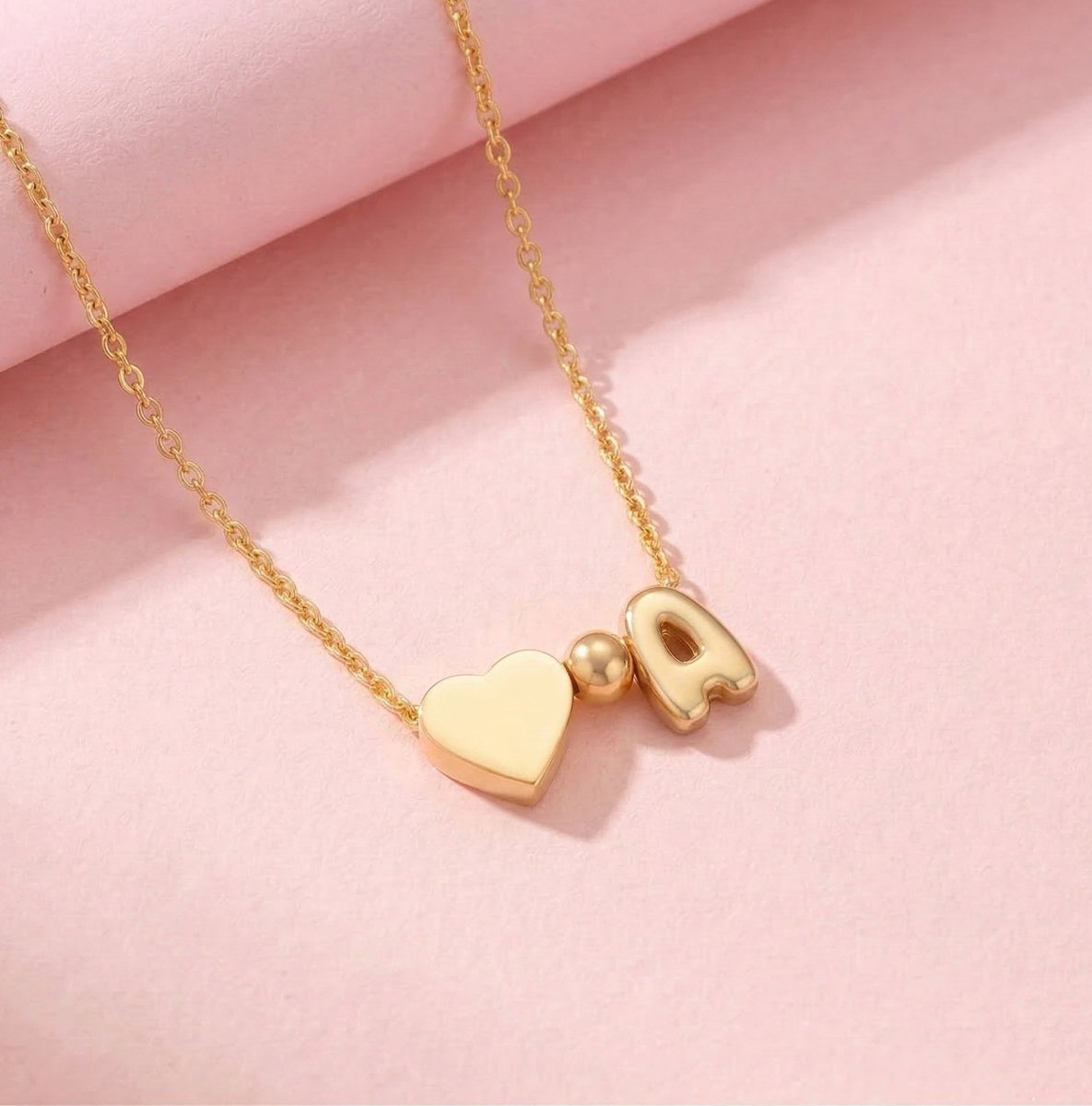 Girls' Personalized Initial Necklace with Heart Charm - Glaxias