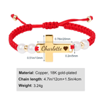 Hand Braided Red Rope Personalized Baby Name Cross Bracelet - Glaxias