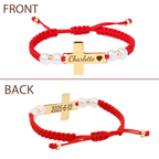 Hand Braided Red Rope Personalized Baby Name Cross Bracelet - Glaxias