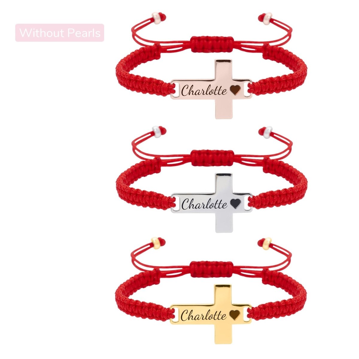 Hand Braided Red Rope Personalized Baby Name Cross Bracelet - Glaxias