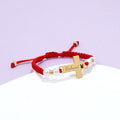 Hand Braided Red Rope Personalized Baby Name Cross Bracelet - Glaxias