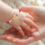 Hand Braided Red Rope Personalized Baby Name Cross Bracelet - Glaxias