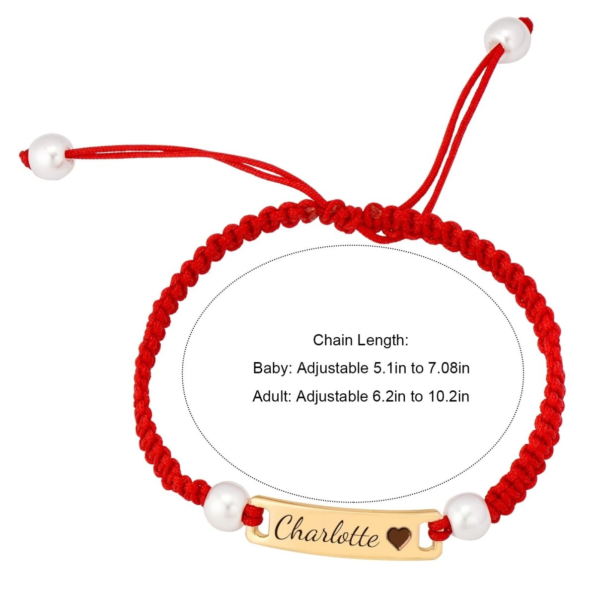 Hand-woven Red Cord Personalized Name Bracelet for Girls - Glaxias