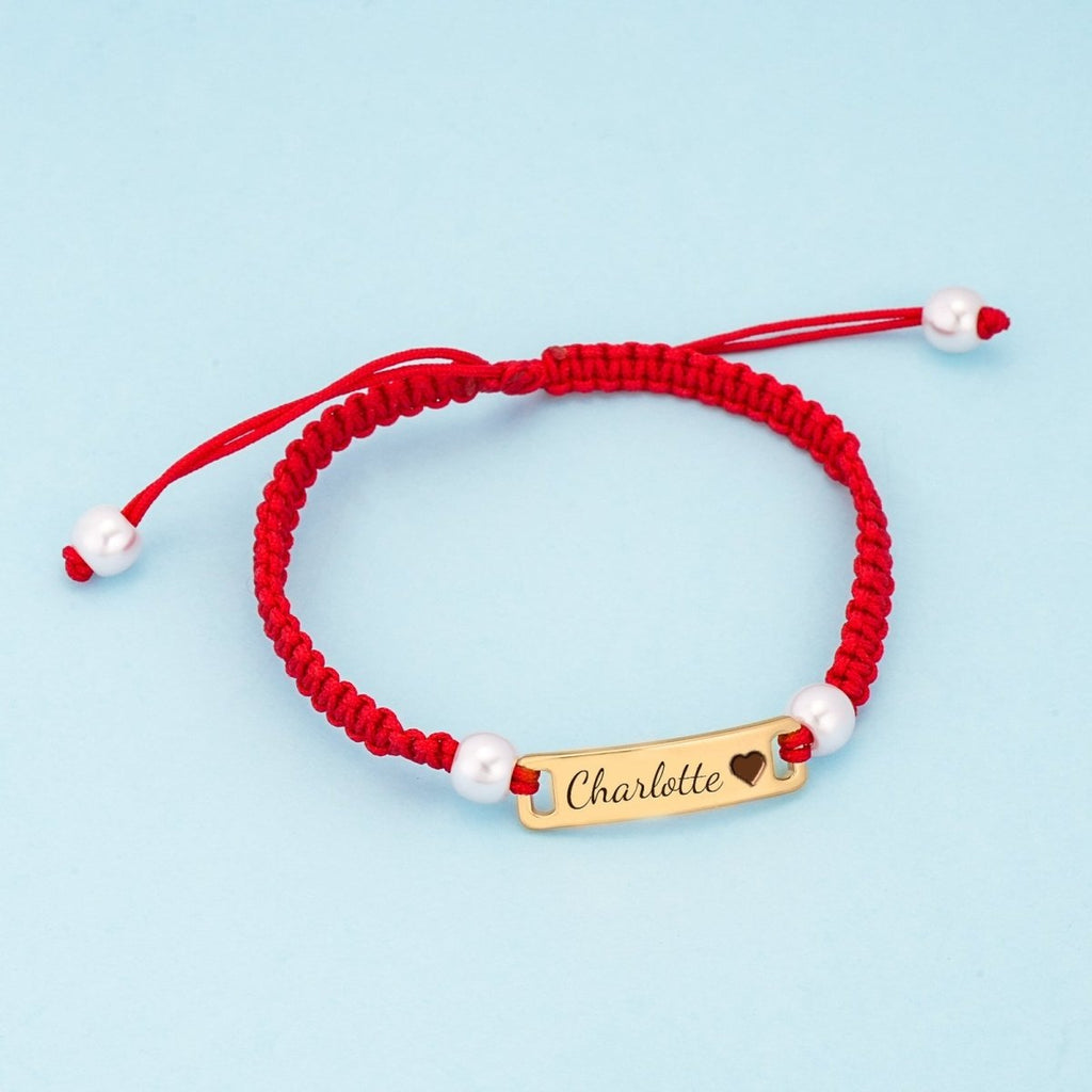 Hand-woven Red Cord Personalized Name Bracelet for Girls - Glaxias