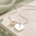 Heart and Pearl Childrens Initial Necklace - Glaxias