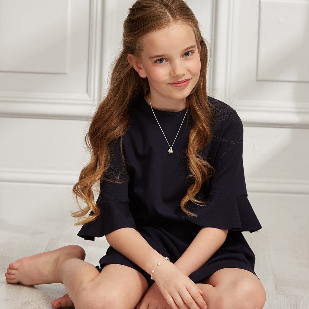 Heart and Pearl Childrens Initial Necklace - Glaxias