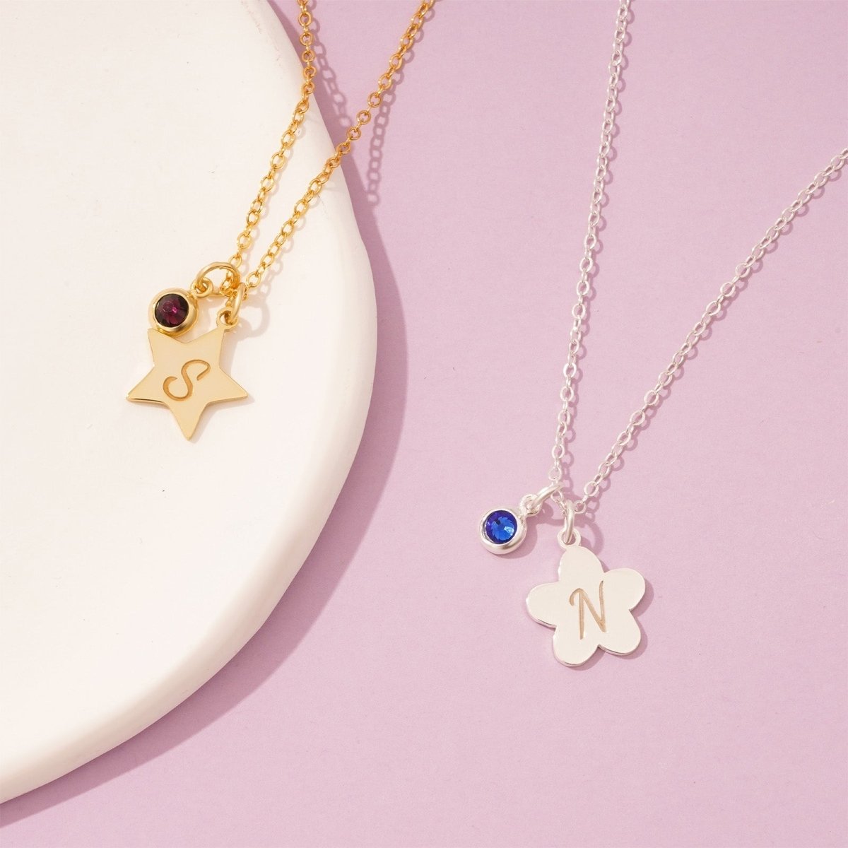 Initial and Birthstone Children's Necklace - Glaxias