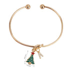 Kids Christmas Tree & Initial Charm Bangle - Glaxias