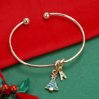 Kids Christmas Tree & Initial Charm Bangle - Glaxias
