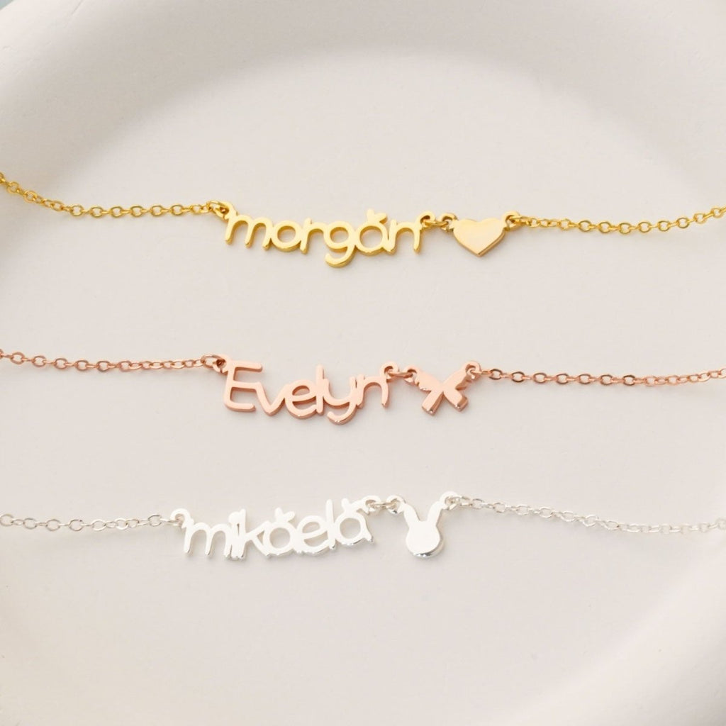 Kids Name Necklace with Cute Element - Glaxias