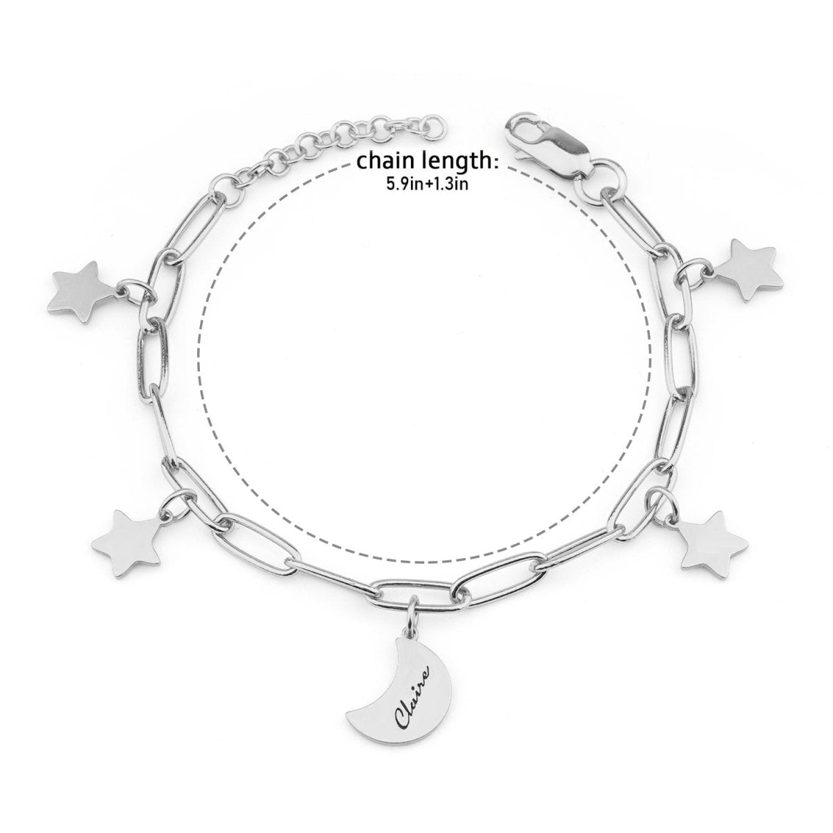 Kids Star and Moon Name Bracelet - Glaxias