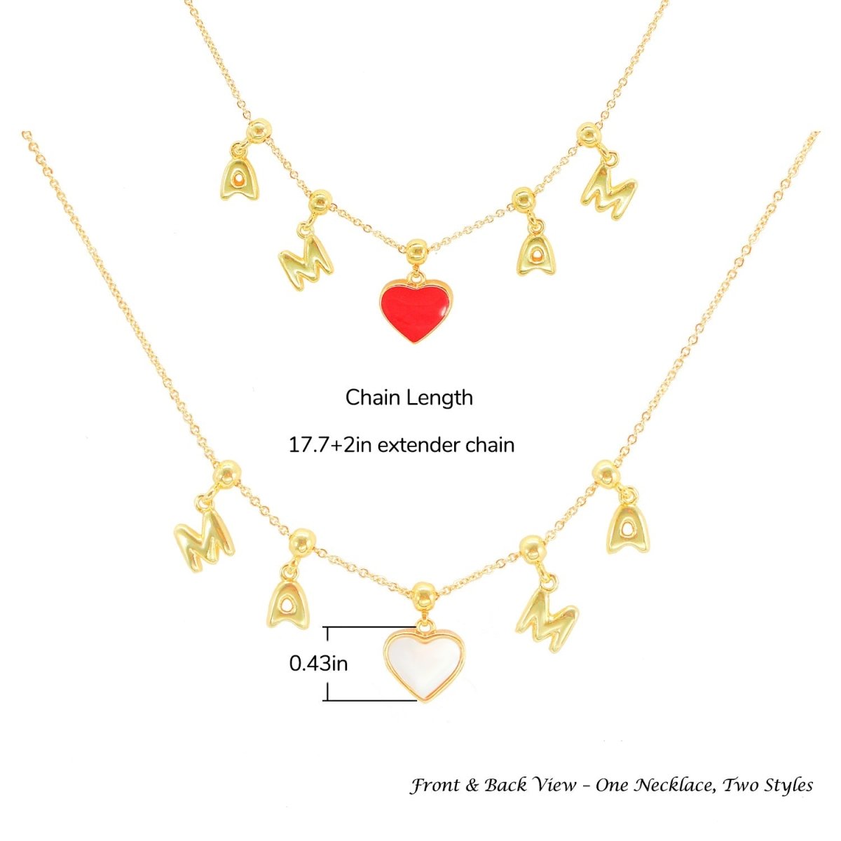 MAMA Always in My Heart ¨C Double-Sided Enamel Charm Necklace - Glaxias