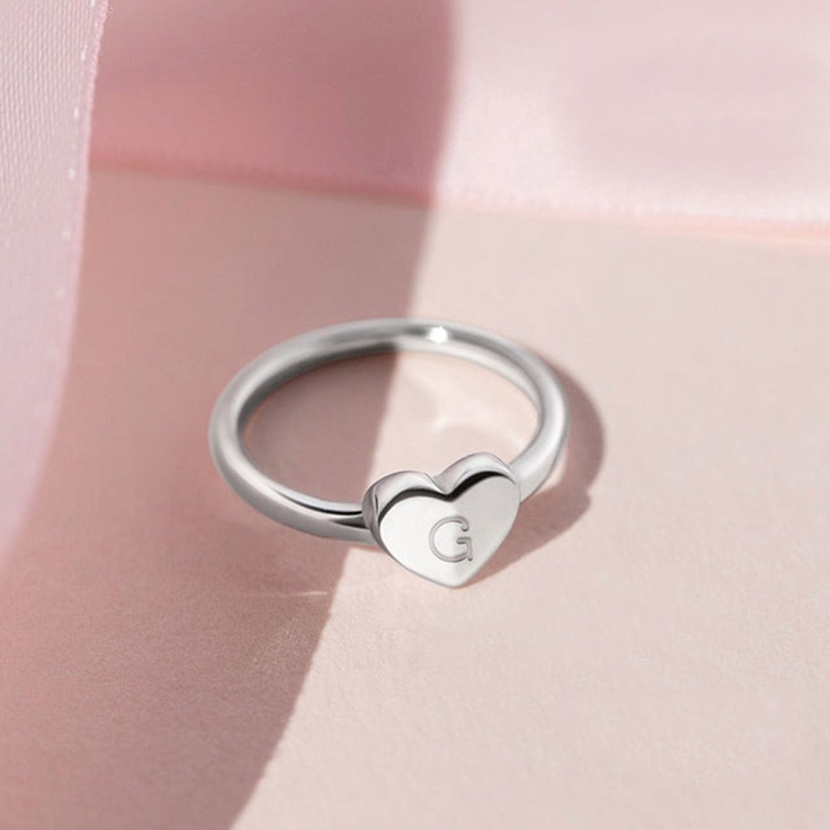 Monogram Heart Personalized Initial Girls Ring - Glaxias
