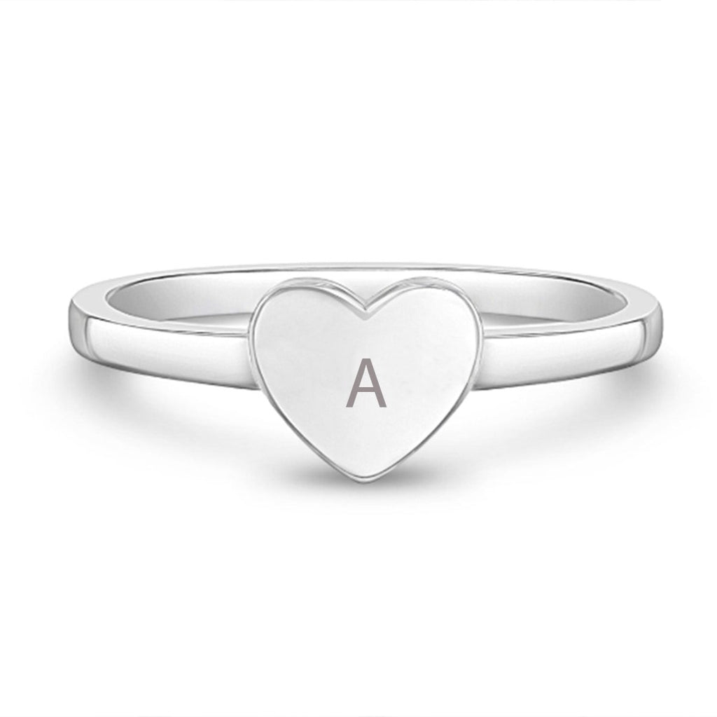 Monogram Heart Personalized Initial Girls Ring - Glaxias