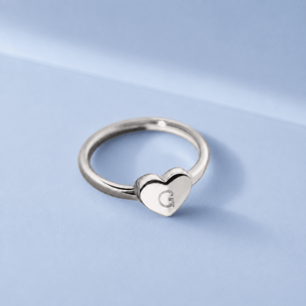 Monogram Heart Personalized Initial Girls Ring - Glaxias