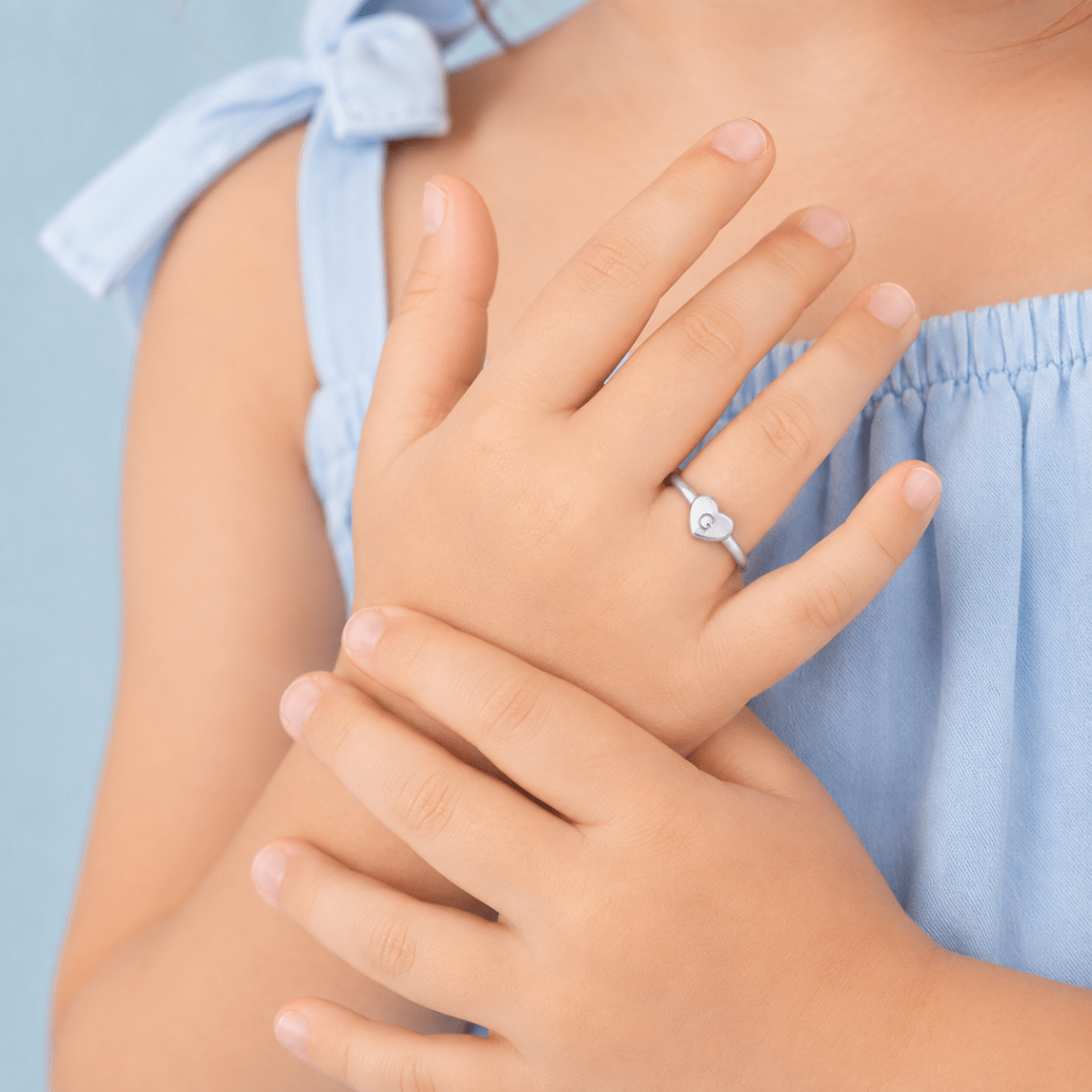 Monogram Heart Personalized Initial Girls Ring - Glaxias