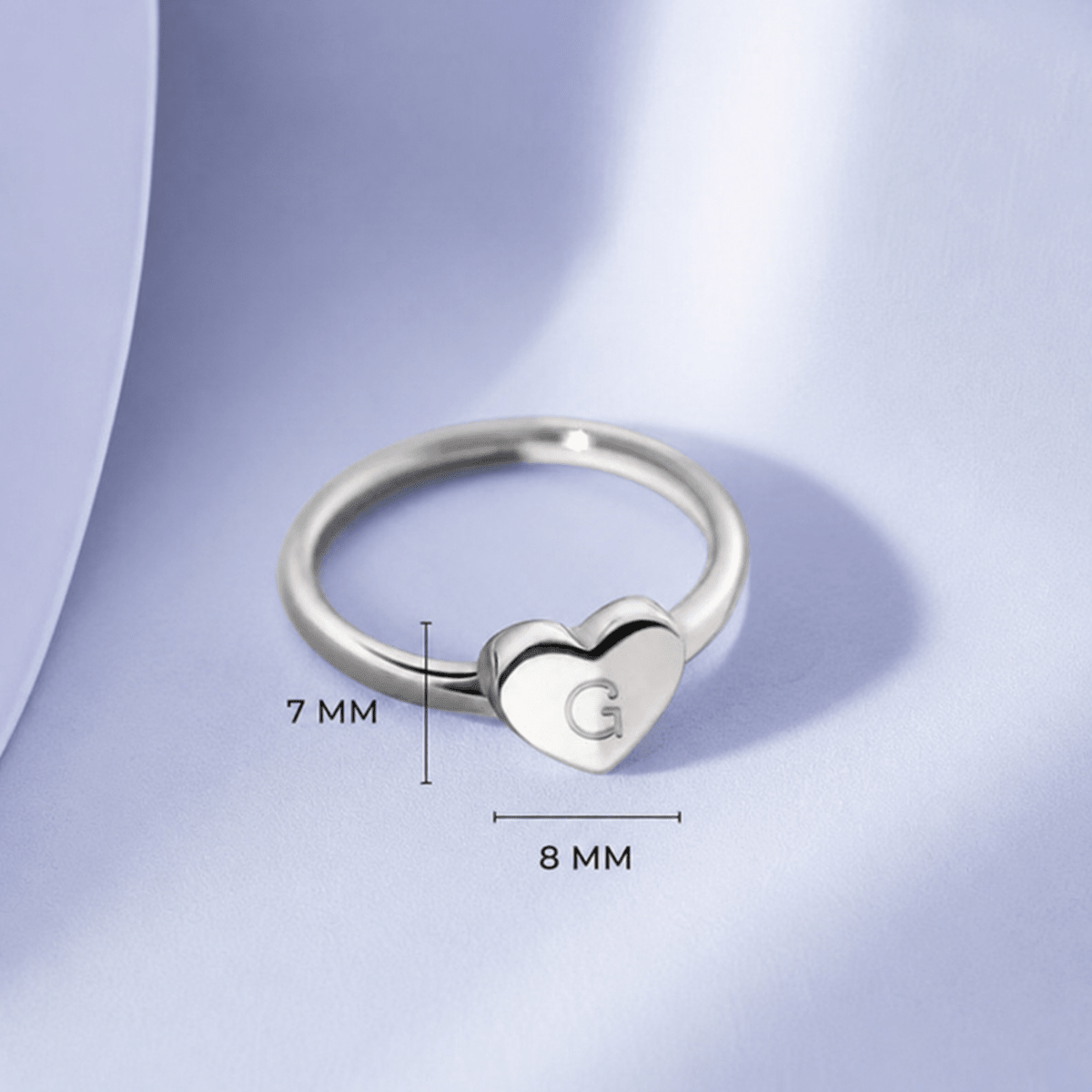 Monogram Heart Personalized Initial Girls Ring - Glaxias