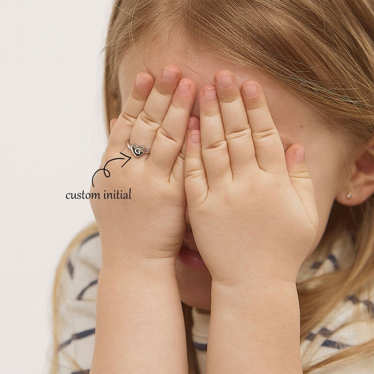 Monogram Heart Personalized Initial Girls Ring - Glaxias