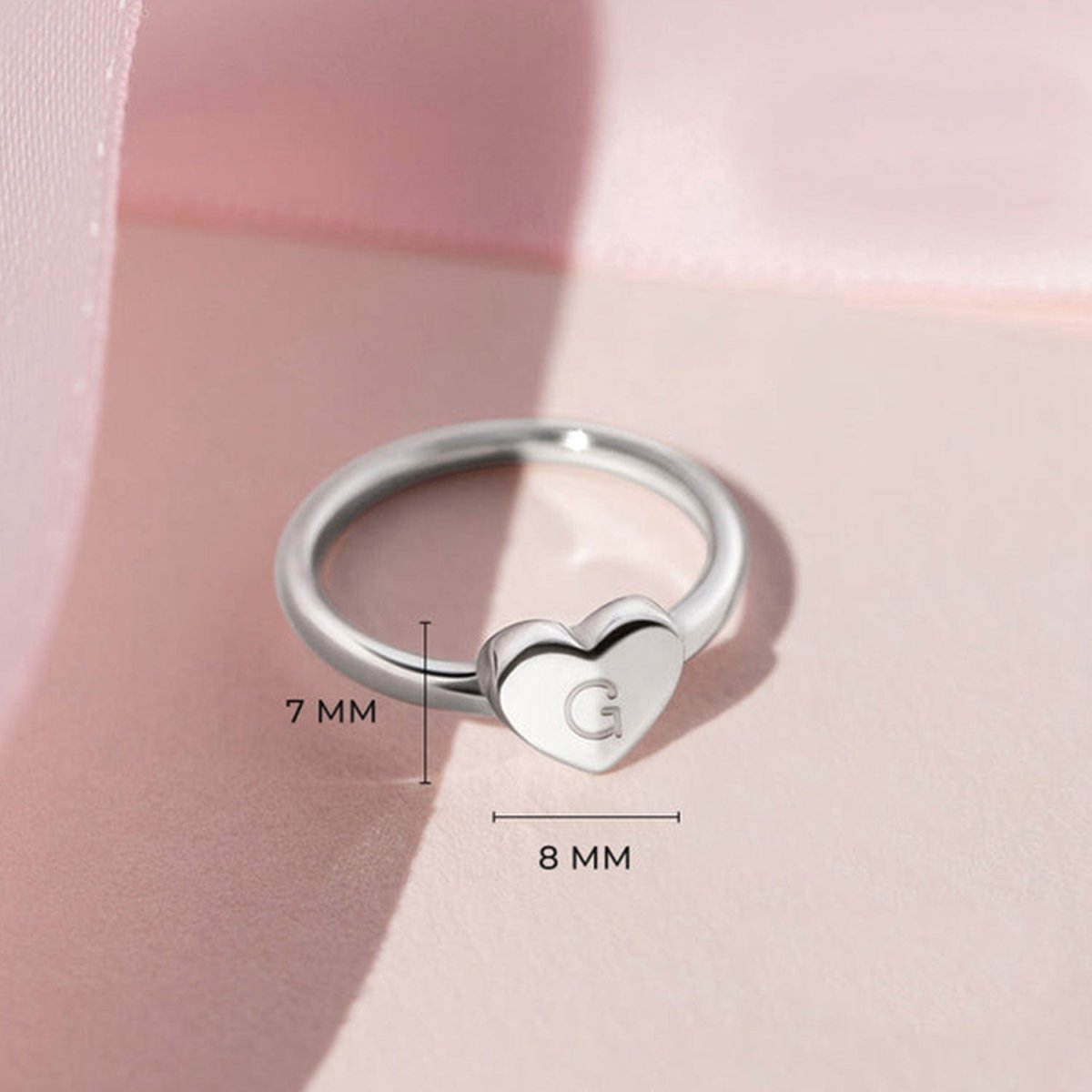 Monogram Heart Personalized Initial Girls Ring - Glaxias