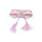 Openwork Heart Engravable Colorful Braided Tassel Girl Friendship Bracelet - Glaxias