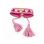 Openwork Heart Engravable Colorful Braided Tassel Girl Friendship Bracelet - Glaxias
