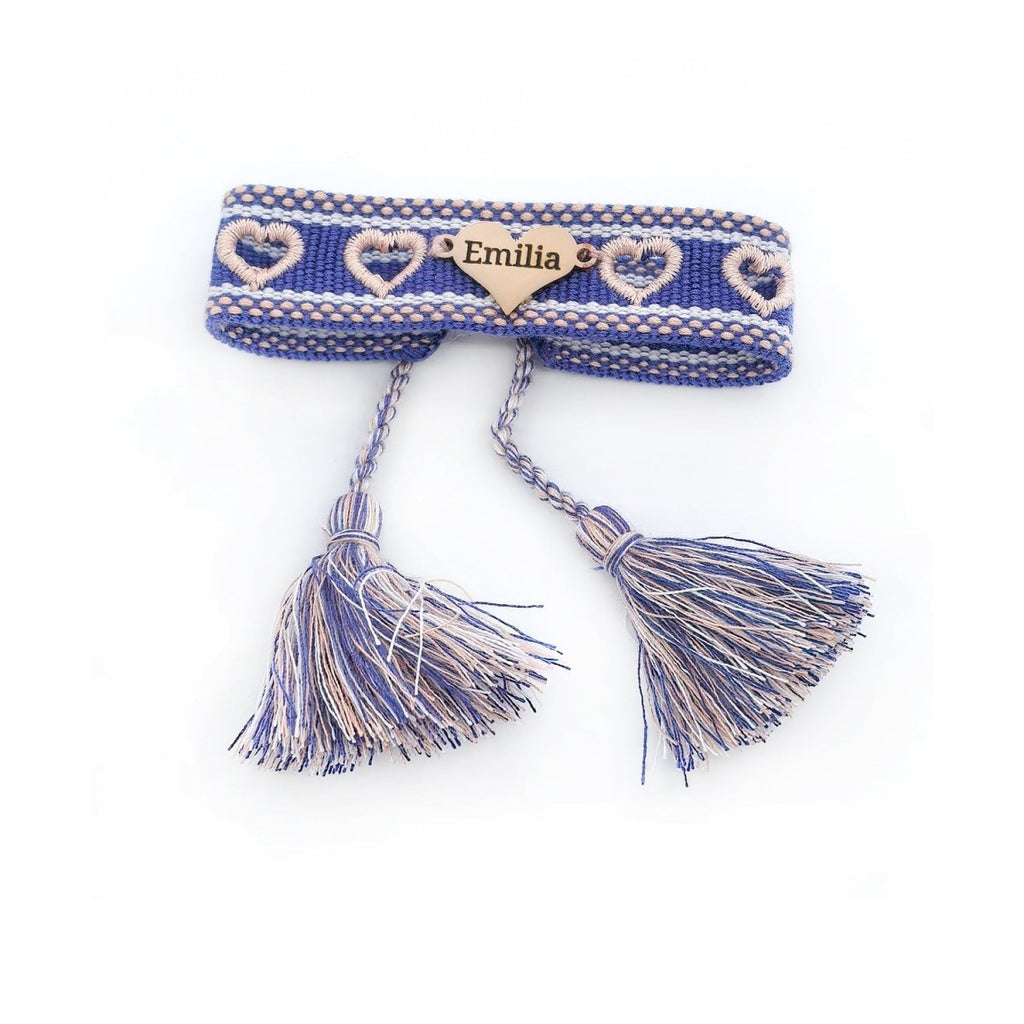 Openwork Heart Engravable Colorful Braided Tassel Girl Friendship Bracelet - Glaxias