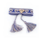 Openwork Heart Engravable Colorful Braided Tassel Girl Friendship Bracelet - Glaxias