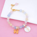 Pastel Rainbow Jade Baby Initial and Birthstone Gemstone Bracelet - Glaxias