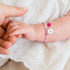 Pastel Rainbow Jade Baby Initial and Birthstone Gemstone Bracelet - Glaxias