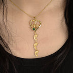 Personailzed Name and Birthstone Necklace With Feet Pendans - Glaxias