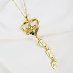 Personailzed Name and Birthstone Necklace With Feet Pendans - Glaxias