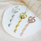 Personailzed Name and Birthstone Necklace With Feet Pendans - Glaxias